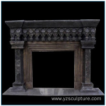 Antique Vintage Black Marble Fireplace Mantel